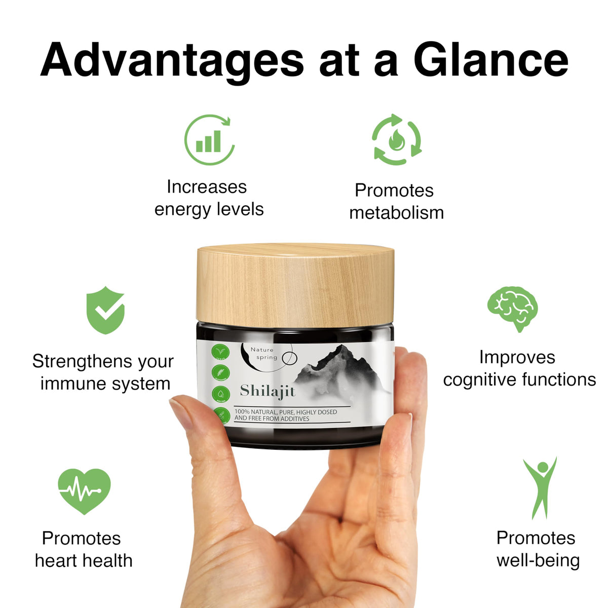 Cuillère en métal incluse pour dosage de la résine de shilajit