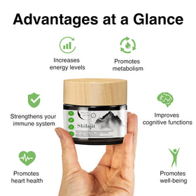 Cuillère en métal incluse pour dosage de la résine de shilajit
