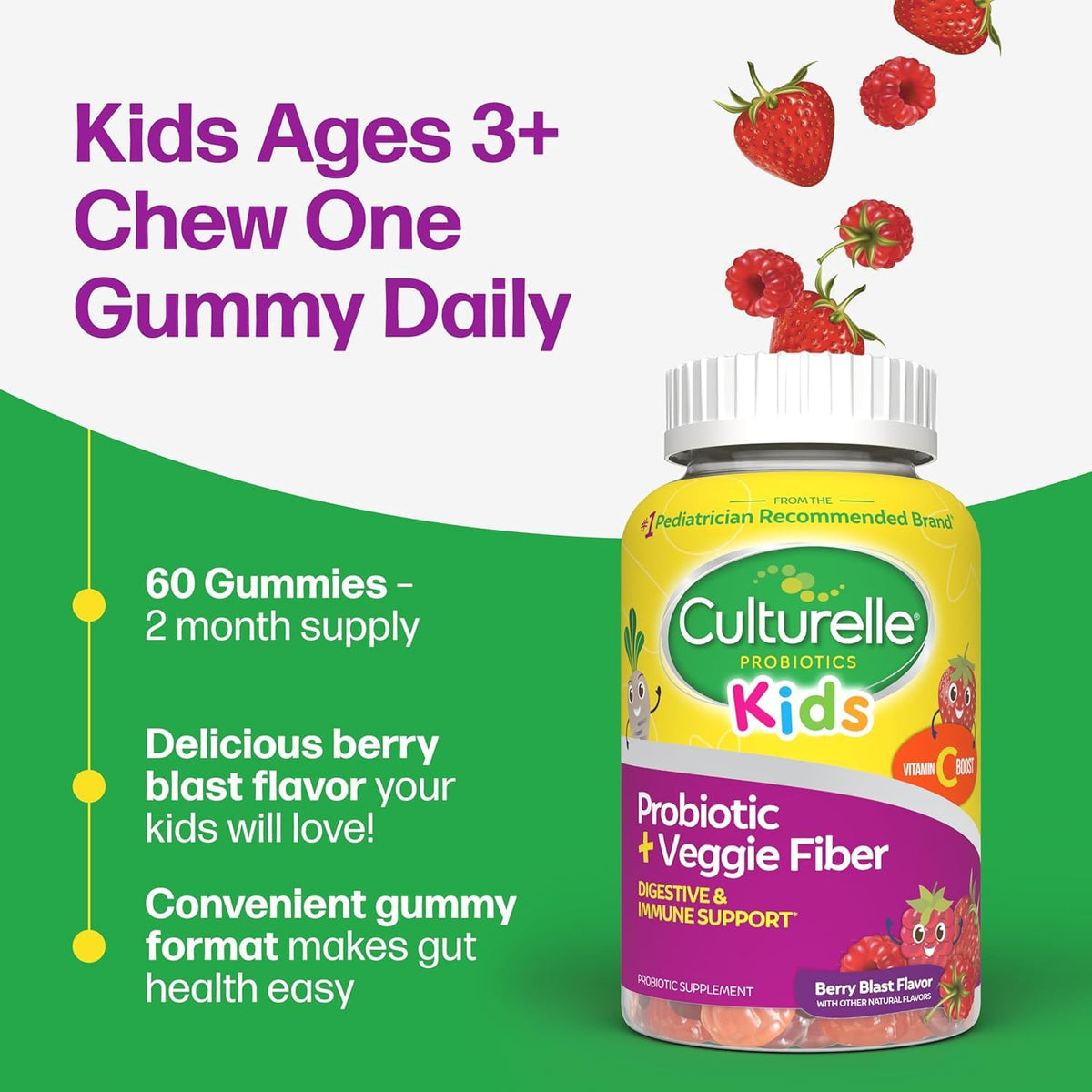 Culturelle Gummies Probiotiques + Fibres Végétales 60 Gummies vue de côté