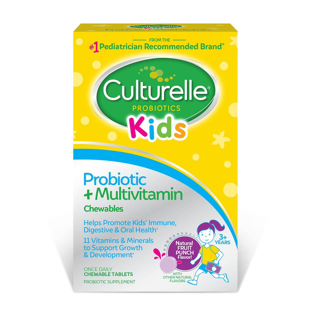 Culturelle Kids Probiotic + Multivitamin 30 comprimés goût punch fruité