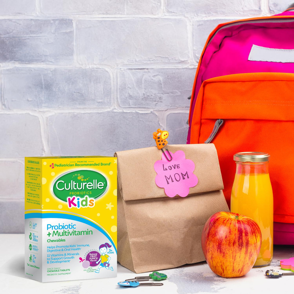 Culturelle Kids Probiotic + Multivitamin présentation des comprimés