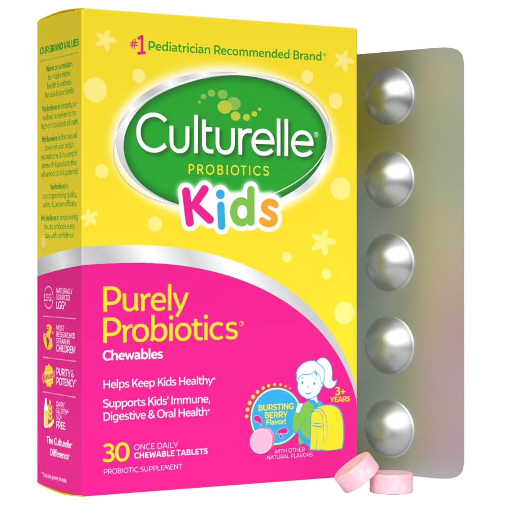 Culturelle Probiotiques Enfants 30 Comprimés à Mâcher, saveur baie, vue de face