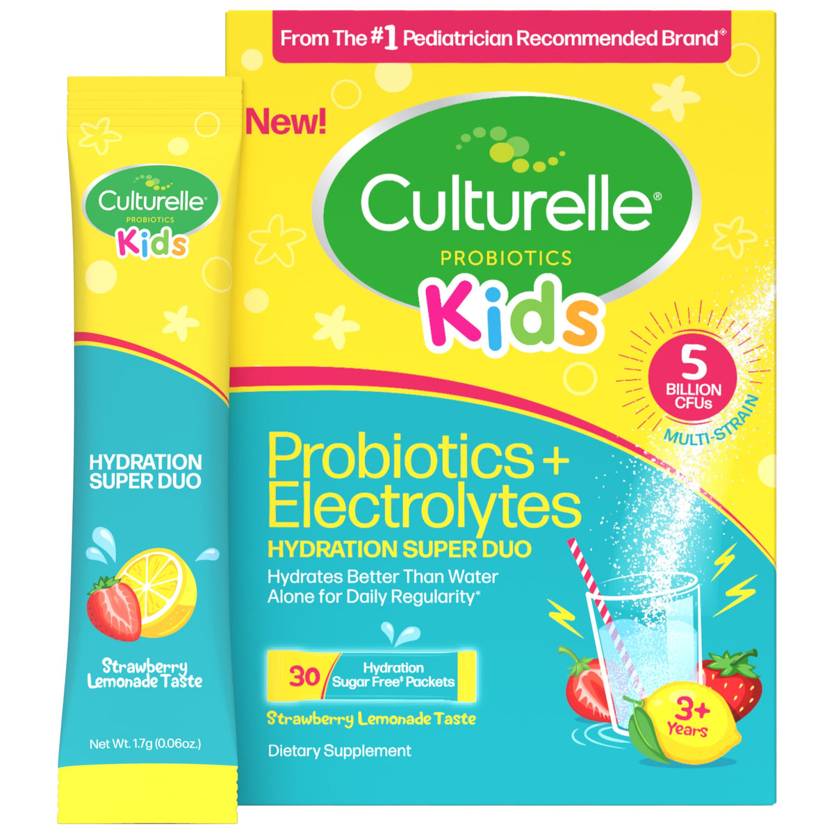 Culturelle Probiotiques Enfants 30 sachets saveur citron fraise vue de face