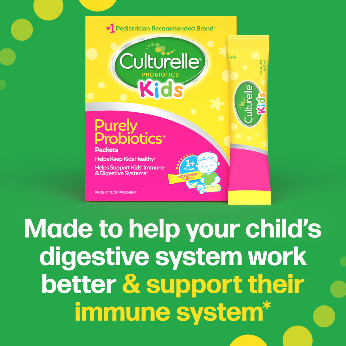 Culturelle Probiotiques Enfants avec étiquette et informations nutritionnelles
