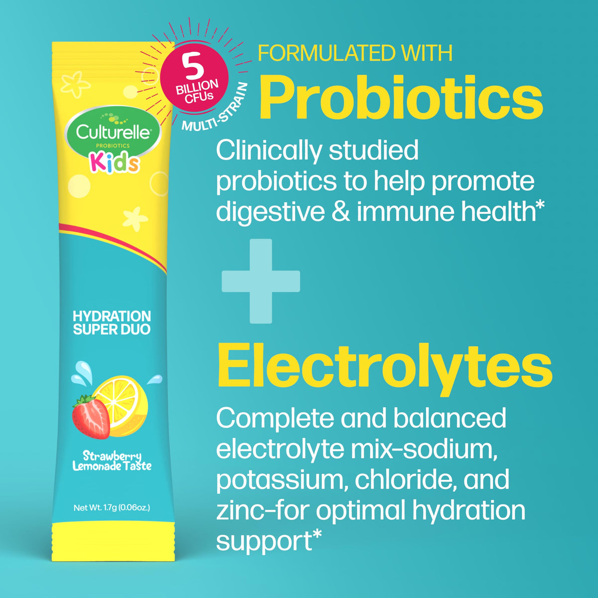 Culturelle Probiotiques Enfants saveur citron fraise avec ingrédients