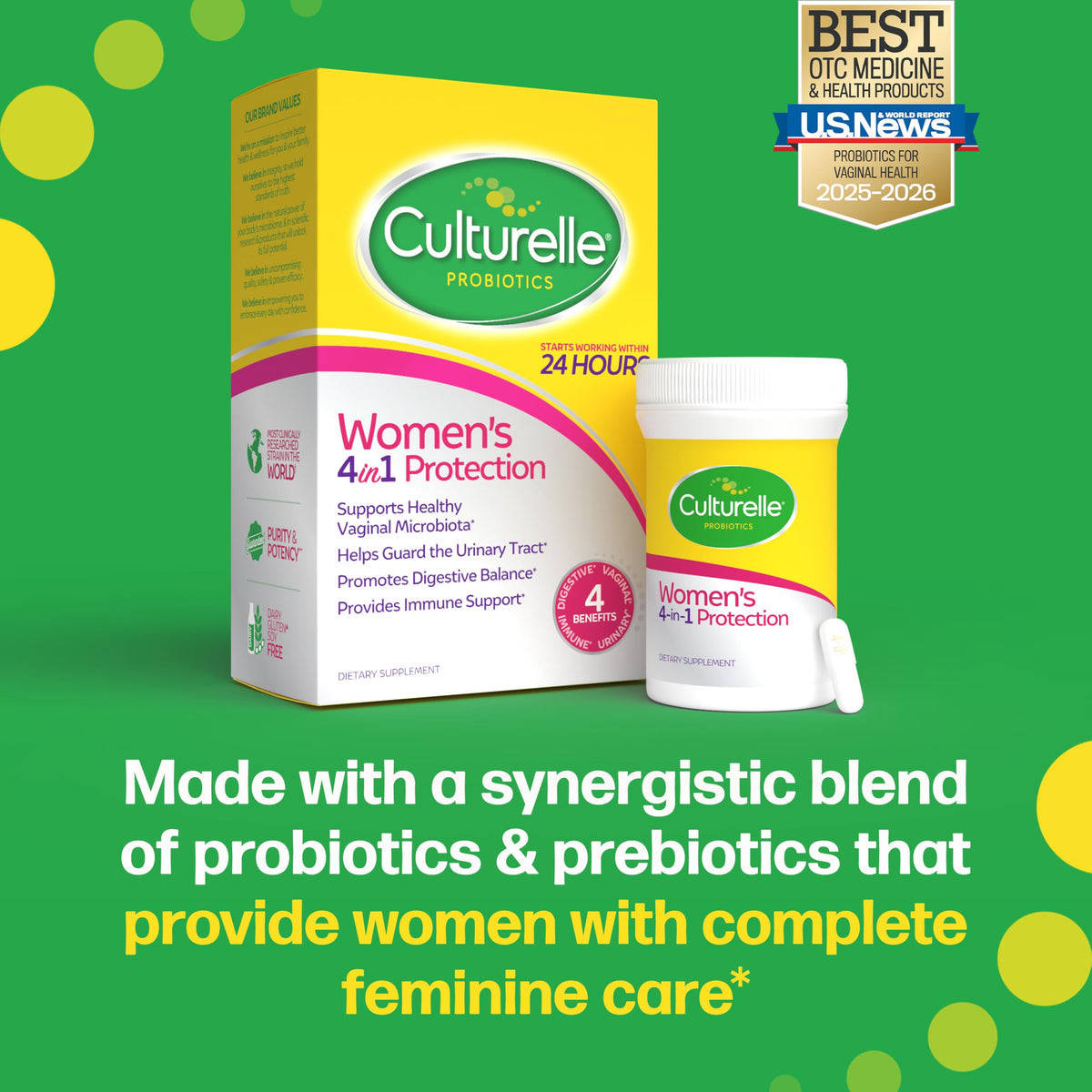 Culturelle Probiotiques Femmes 4-en-1 30 Capsules vue en gros plan