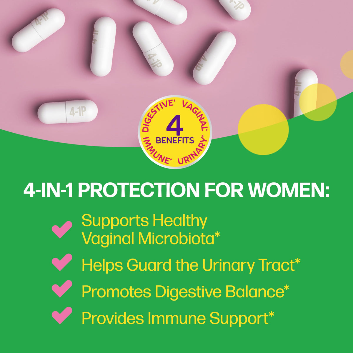 Culturelle Probiotiques Femmes 4-en-1 50 capsules avec étiquette