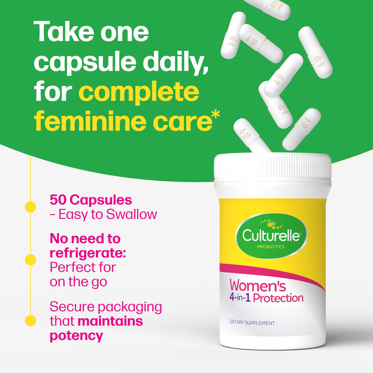 Culturelle Probiotiques Femmes 4-en-1 50 capsules vue arrière