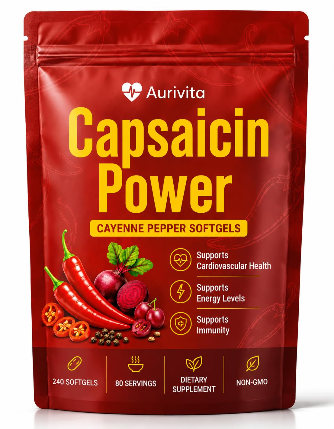 CURAIY Aurivita Capsaicin 240 capsules - vue avant