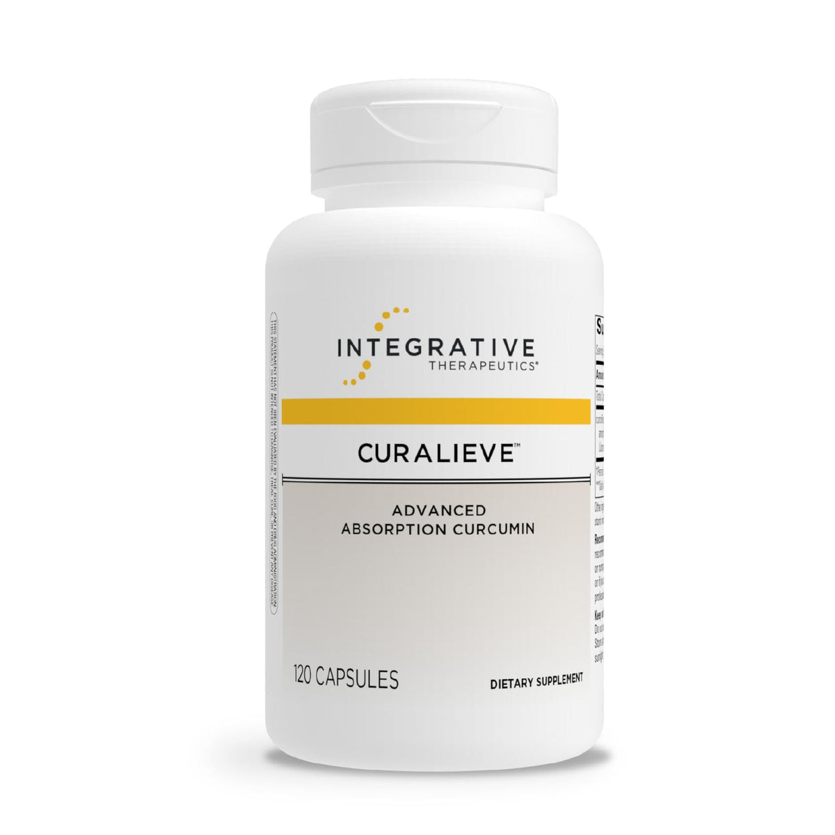 Curalieve d'Integrative Therapeutics, packaging avant avec capsules visibles
