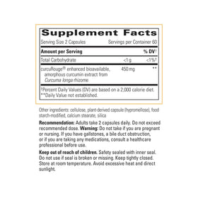 Curalieve, vue arrière du flacon avec informations nutritionnelles
