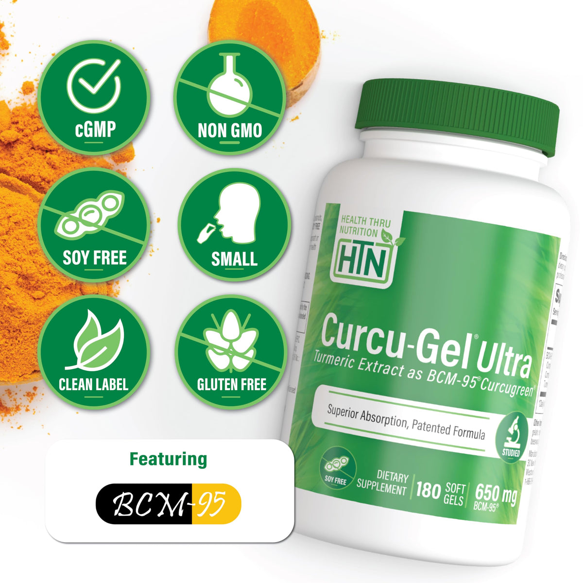 Curcu-Gel 650mg BCM-95 gélules à l'intérieur du flacon