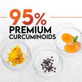 Curcuma en gélules avec BioPerine sur une table en bois
