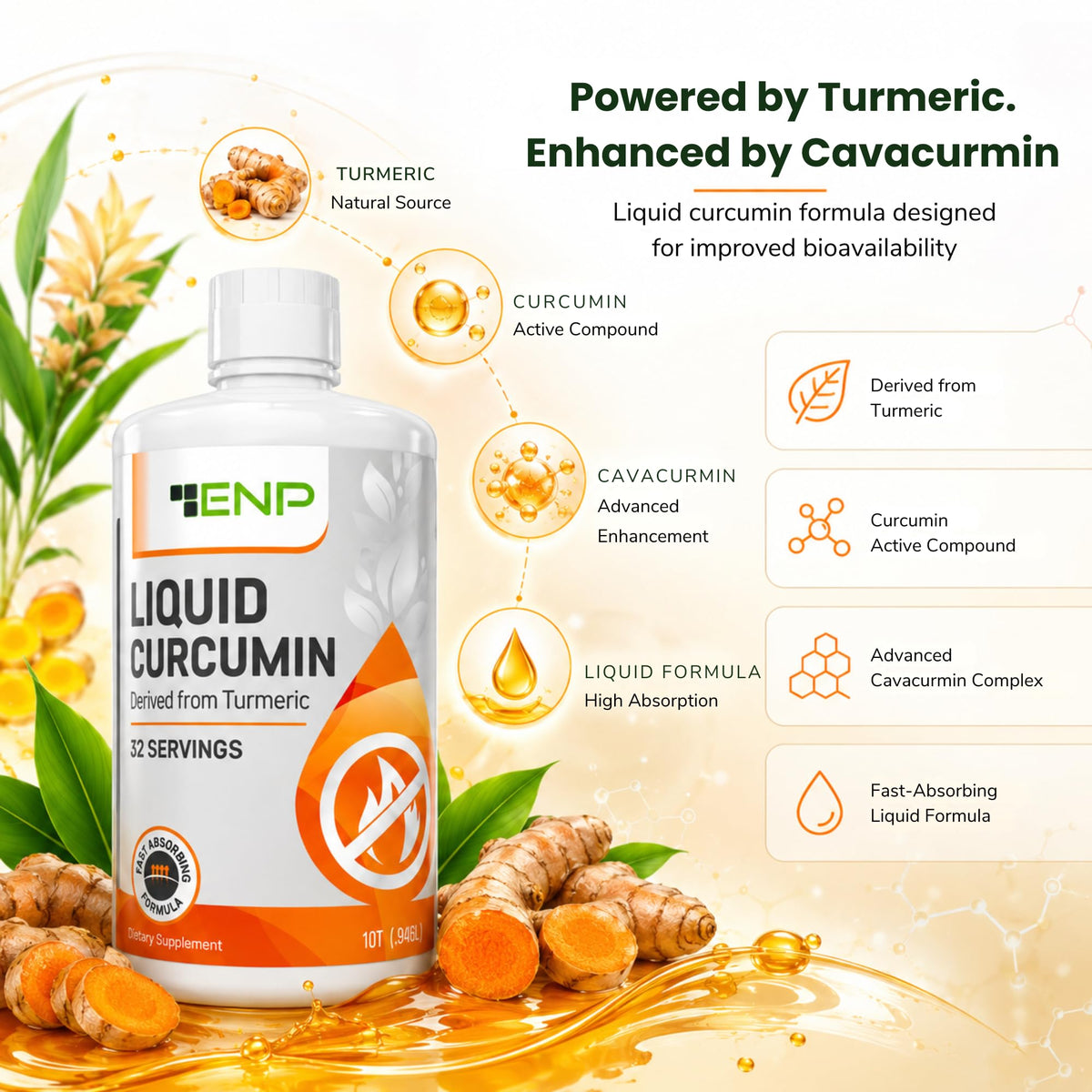 Curcuma liquide ENP versé dans un verre d'eau