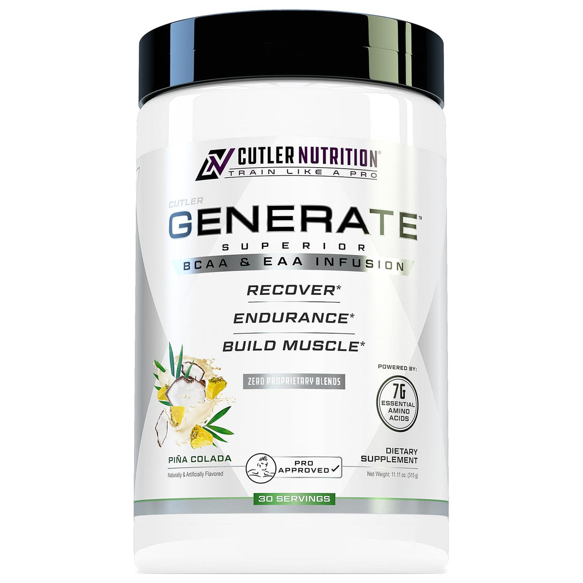 Cutler Nutrition BCAA EAA Poudre de Récupération 408g vue de face