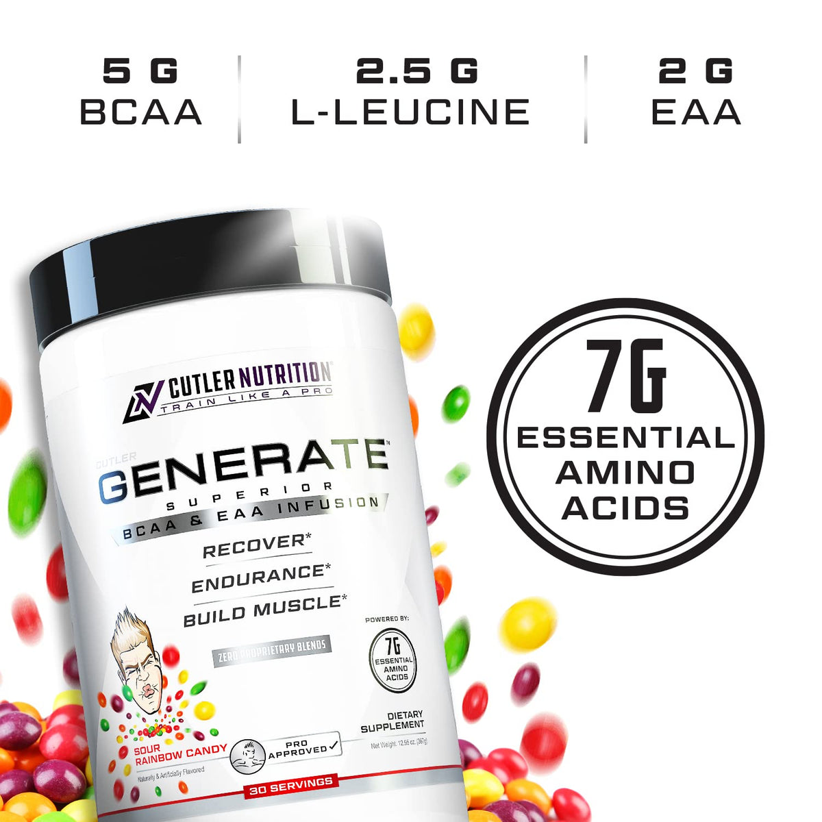 Cutler Nutrition Generate BCAA EAA Powder 30 Servings scoop