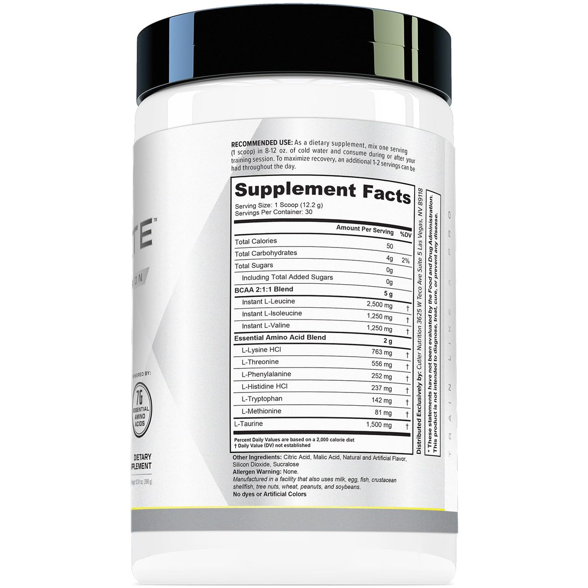 Cutler Nutrition Poudre BCAA EAA Citron Acide 465g - Mélange dans un shaker