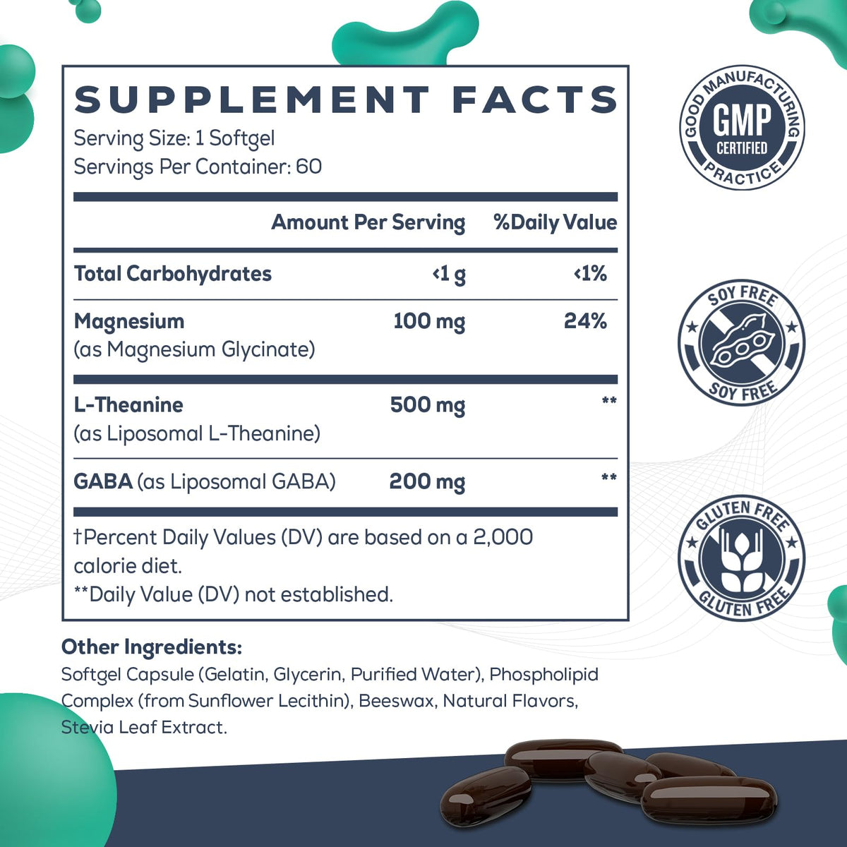 CyberCerix L-Théanine Liposomale 500mg gélules arrière