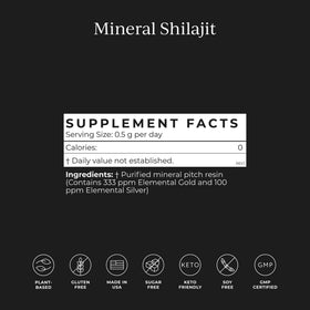 CYMBIOTIKA Résine de Shilajit Pure 15g étiquette avec ingrédients