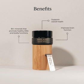 CYMBIOTIKA Résine de Shilajit Pure 15g pot ouvert avec contenu