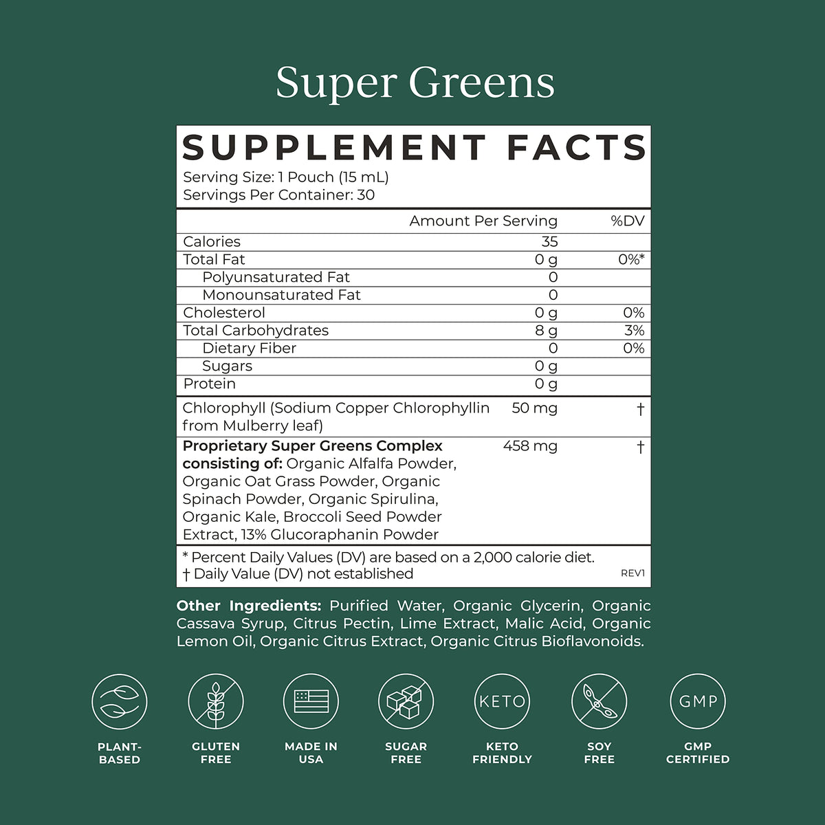 CYMBIOTIKA Super Greens emballage avec 30 sachets