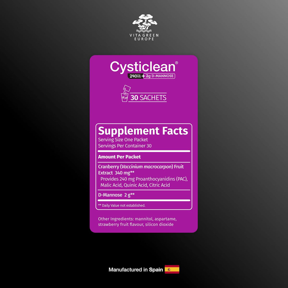 Cysticlean 240mg PAC Complément Alimentaire avec un verre d'eau
