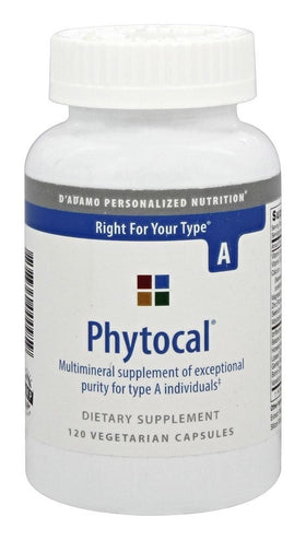 D'Adamo Phytocal A 120 Vcaps vue arrière avec informations nutritionnelles
