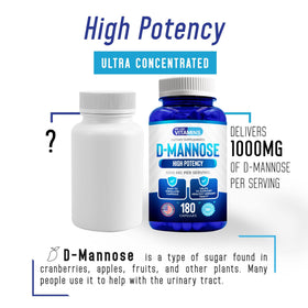 D-Mannose 1000mg 180 capsules We Like Vitamins sur une table