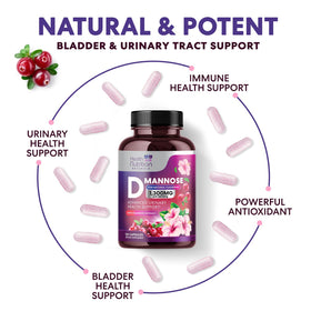 D-Mannose 1300 mg avec des ingrédients naturels autour