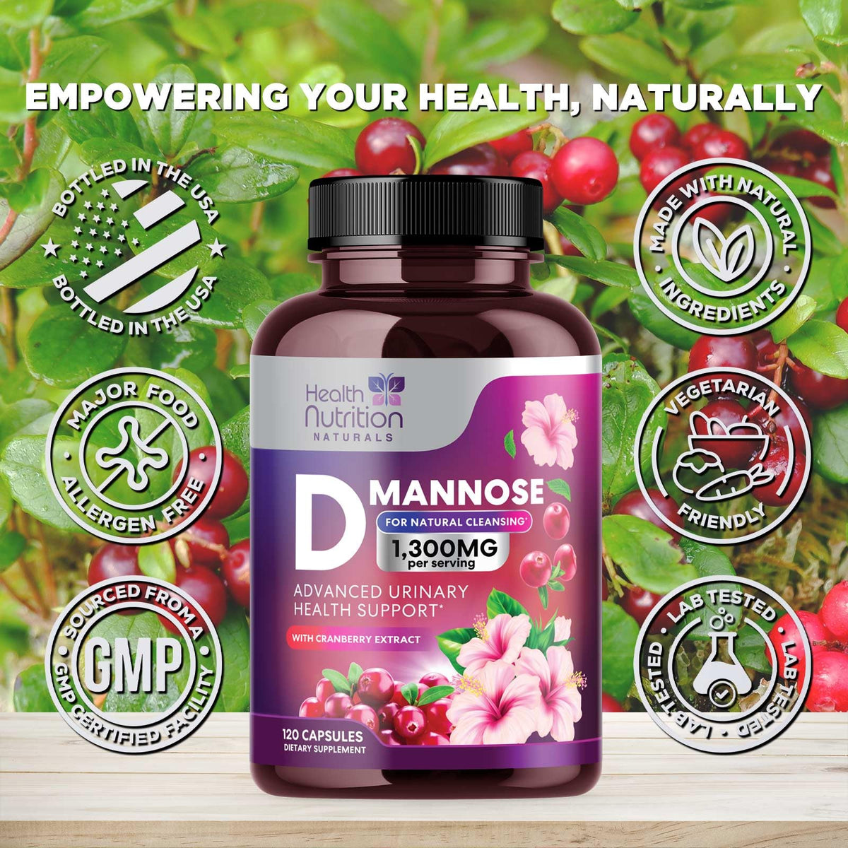 D-Mannose 1300 mg dans son emballage avec étiquette visible