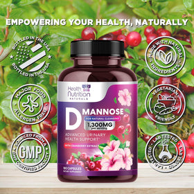 D-Mannose 1300mg et extrait de cranberry en capsules