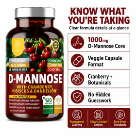 D-Mannose 1350mg sur une table avec verre d'eau