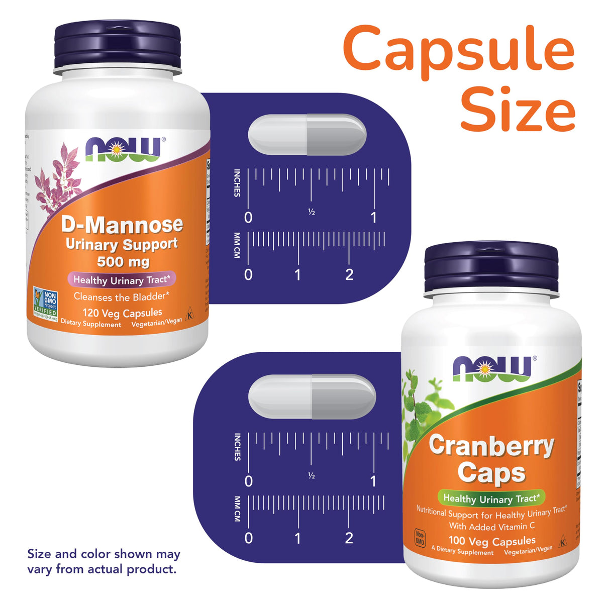 D-Mannose 500mg capsules NOW Foods, vue de face