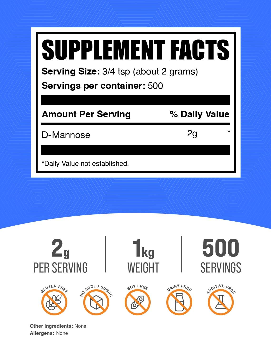 D-Mannose BulkSupplements en poudre dans un verre d'eau