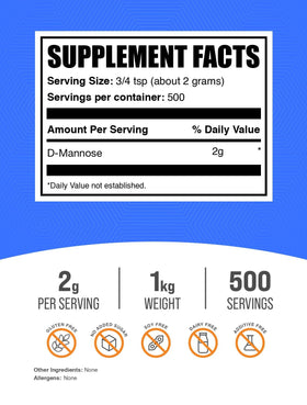D-Mannose BulkSupplements en poudre dans un verre d'eau