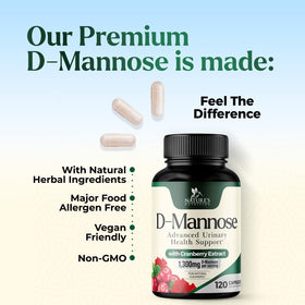 D-Mannose capsules Nature's Nutrition ouvertes avec contenu visible