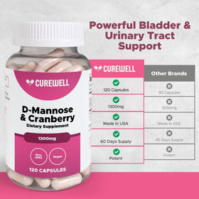 D-Mannose & Cranberry 1300mg vue latérale du flacon