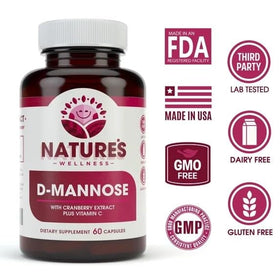 D-Mannose Natures Wellness capsules végétales sur une table