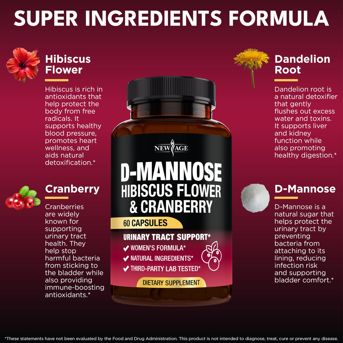 D-Mannose NEW AGE 1000mg, arrière de l'emballage
