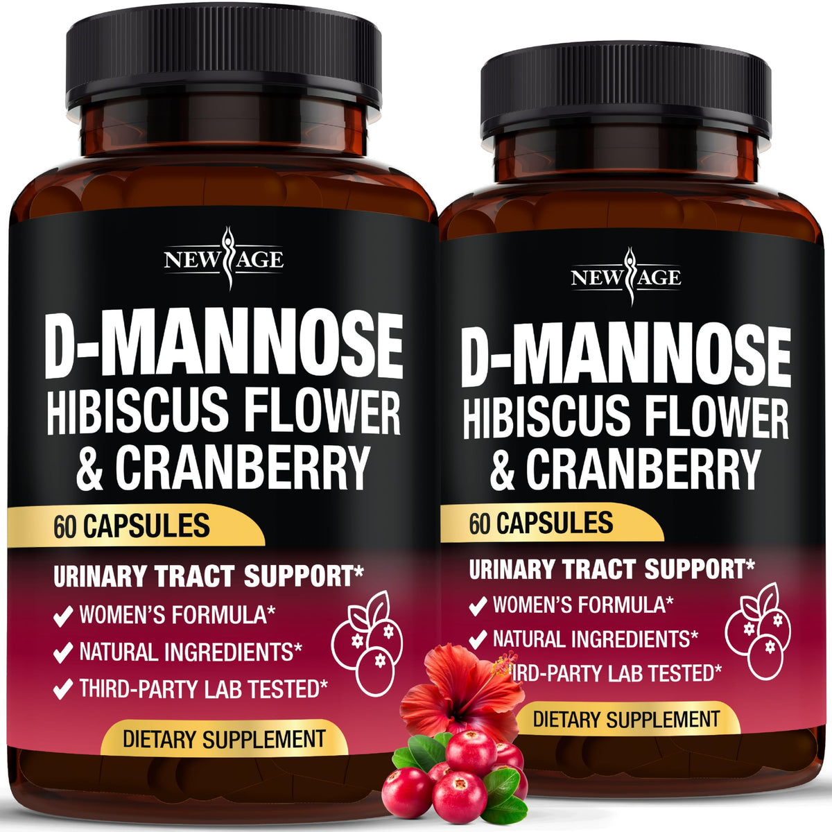 D-Mannose NEW AGE 1000mg avec canneberge et hibiscus, avant