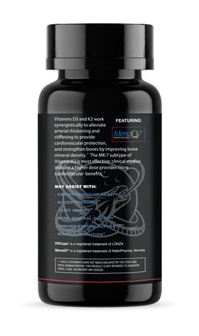 D3 K2 de Leviathan Nutrition avec des capsules au premier plan