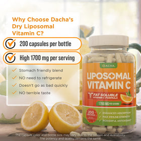 DACHA Vitamine C Liposomale 1700mg capsules sur une surface blanche
