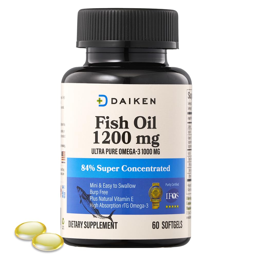 DAIKEN Huile de Poisson 1200mg gélules sur fond blanc