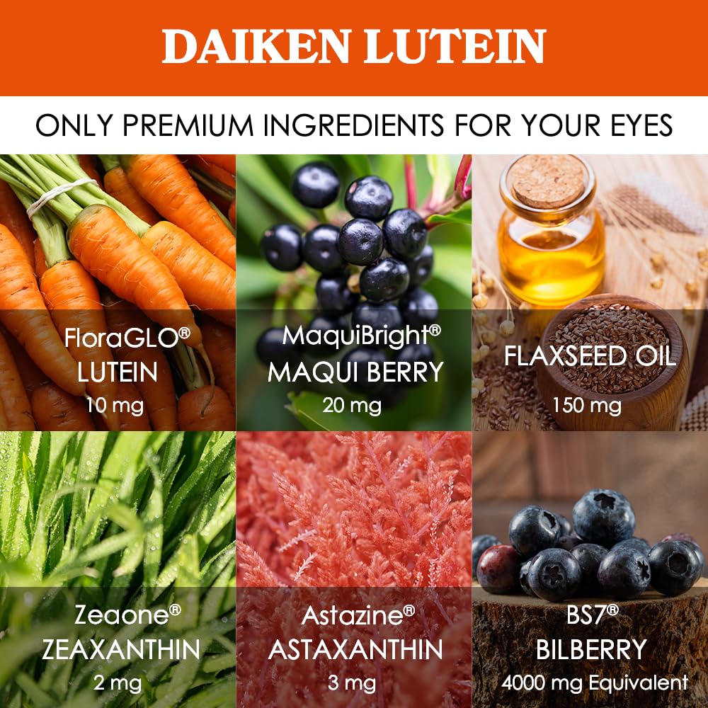 DAIKEN Luteine & Zéaxanthine, gélules sur une table