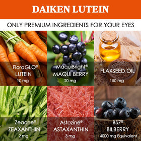 DAIKEN Luteine & Zéaxanthine, gélules sur une table