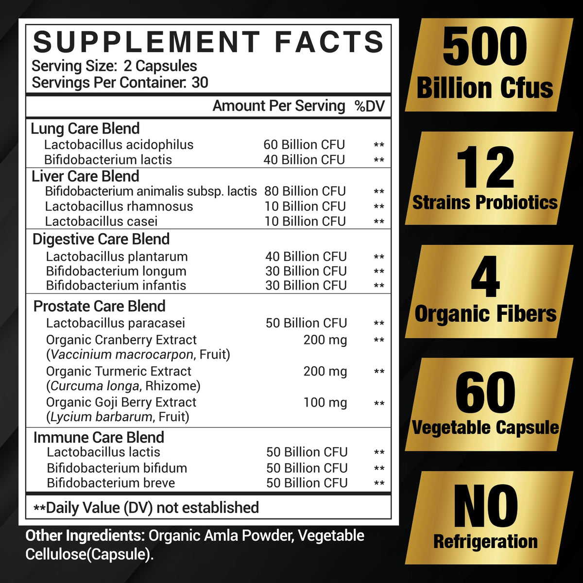 Dailanbu Probiotiques pour Hommes 500 Milliards CFU - Capsules