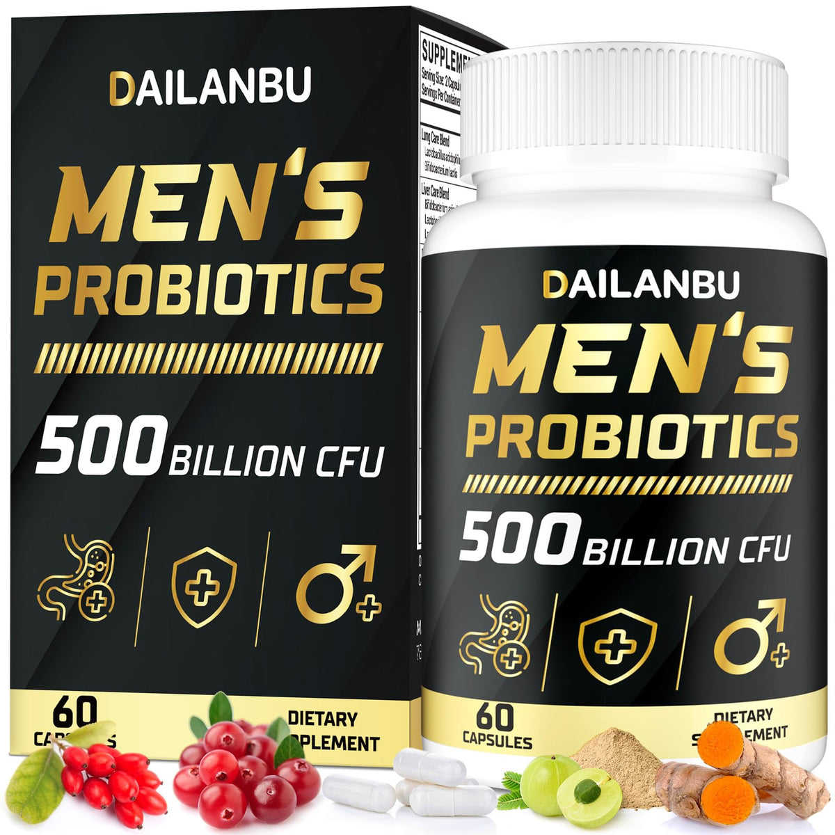 Dailanbu Probiotiques pour Hommes 500 Milliards CFU - Flacon avant