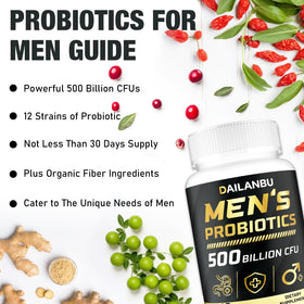 Dailanbu Probiotiques pour Hommes - Flacon ouvert avec capsules