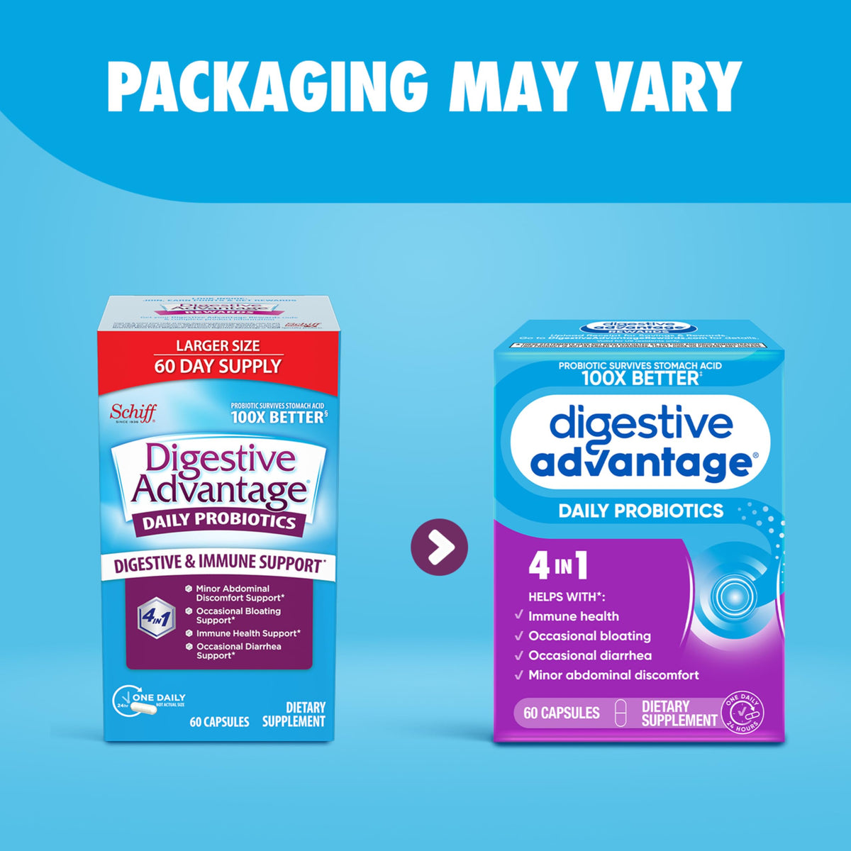 daily Advantage Probiotique avec une main tenant une capsule