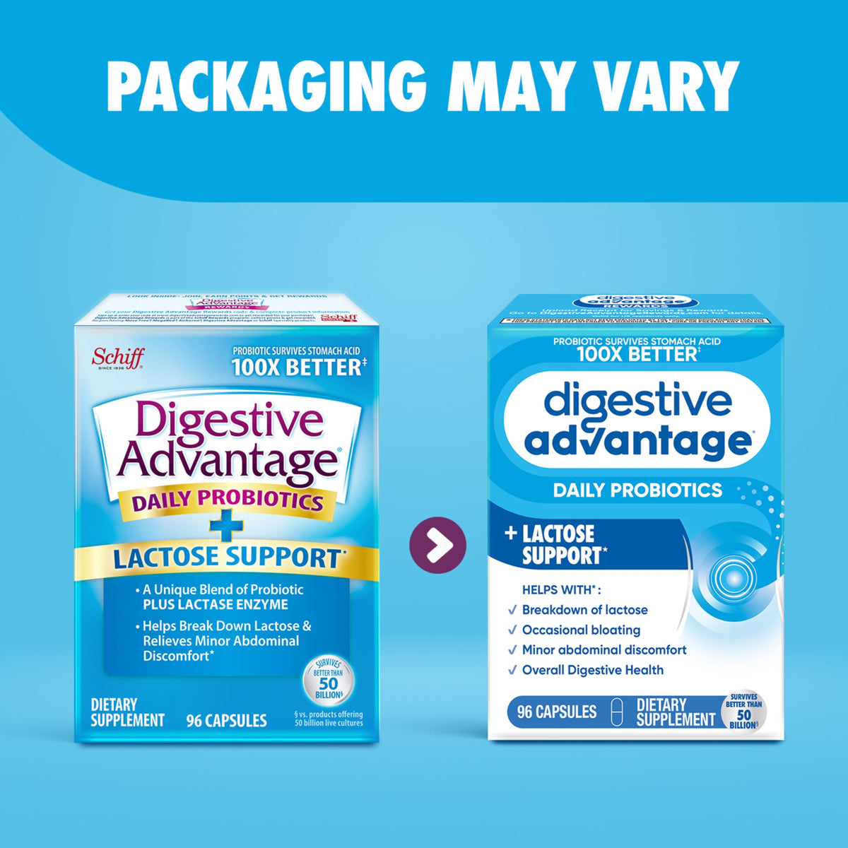 daily Advantage Probiotiques 96 capsules avec une main